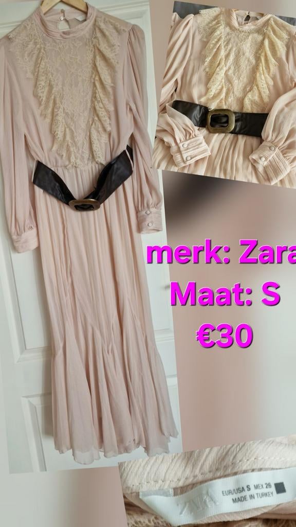 Zara Lange Jurk Maat S - Zo goed als nieuw, Ophalen, Zara, Zo goed als nieuw, Roze