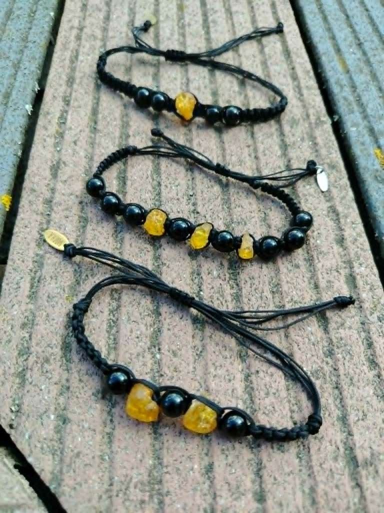 Herenarmband met natuurlijke barnsteen en toermalijn, Ophalen, Nieuw