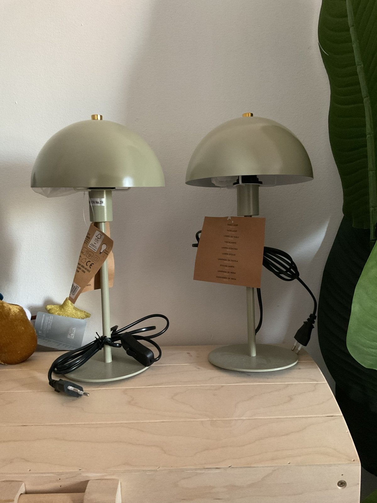 2x groene paddenstoel tafellamp – nieuw/ongebruikt, Groen, Paddenstoellamp, Met schakelaar, E14 (klein)