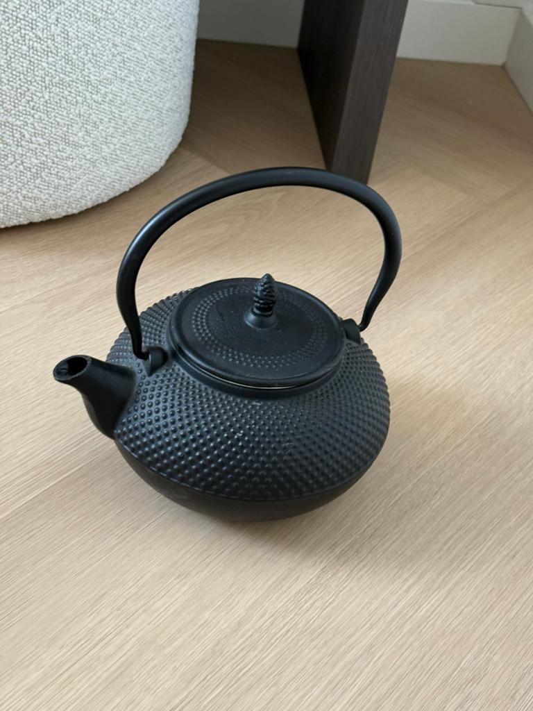 Japanse Gietijzeren Theepot / Tetsubin Zwart – Loods 5, Theepot/fluitketel, Ophalen of Verzenden, Zo goed als nieuw, Zwart