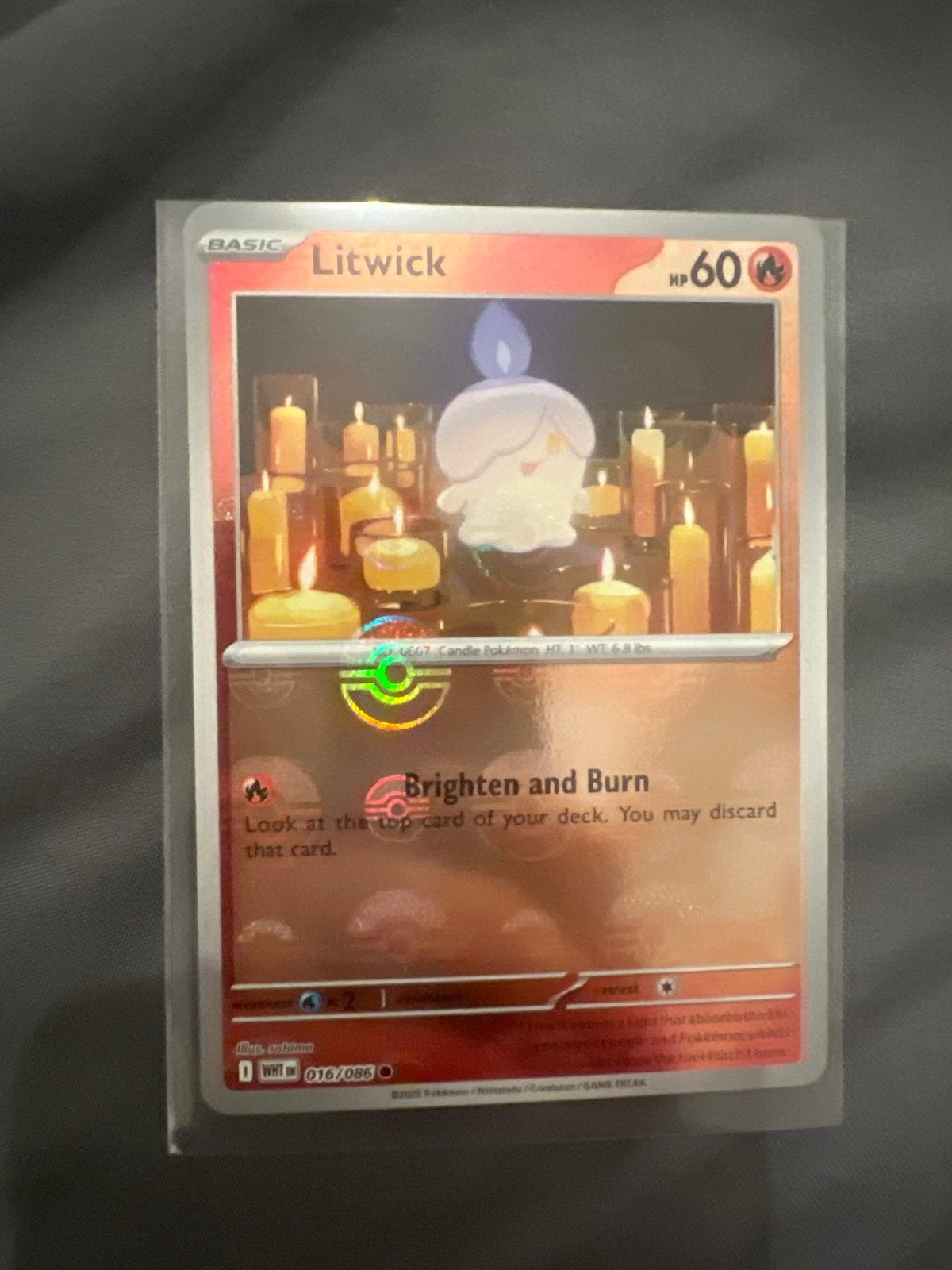 Pokémon Kaart Litwick 016/086 WHT pokeball, Ophalen of Verzenden, Zo goed als nieuw, Losse kaart