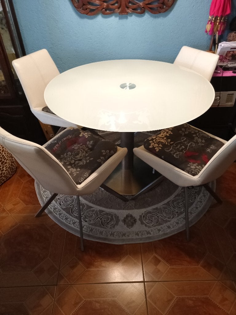 Moderne ronde eettafel met 4 stoelen, Ophalen, Rond, Vier personen, 100 tot 150 cm