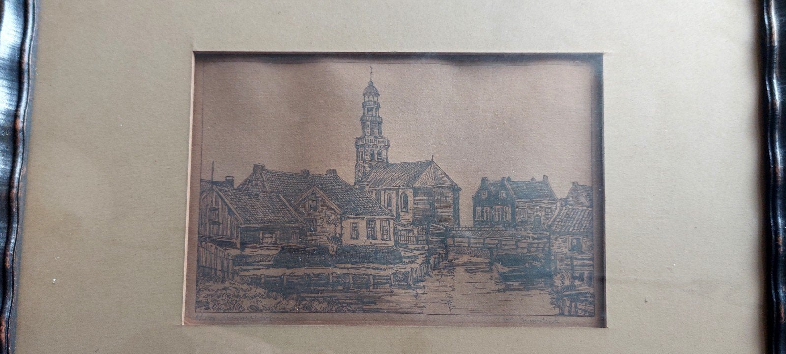 Antieke Ets van Hindeloopen - Willem Noordijk, Ets, Ophalen of Verzenden, 1900 - 1949, Genummerd