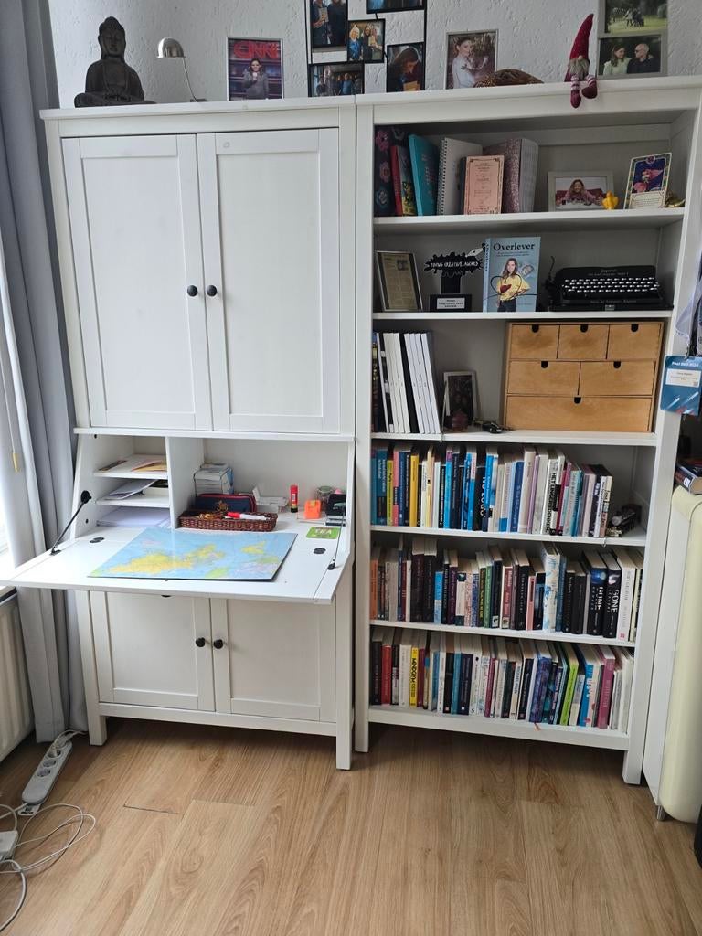 IKEA HEMNES Bureau-kast combinatie wit, Huis en Inrichting, Ophalen, Opbergruimte, Gebruikt, Hout