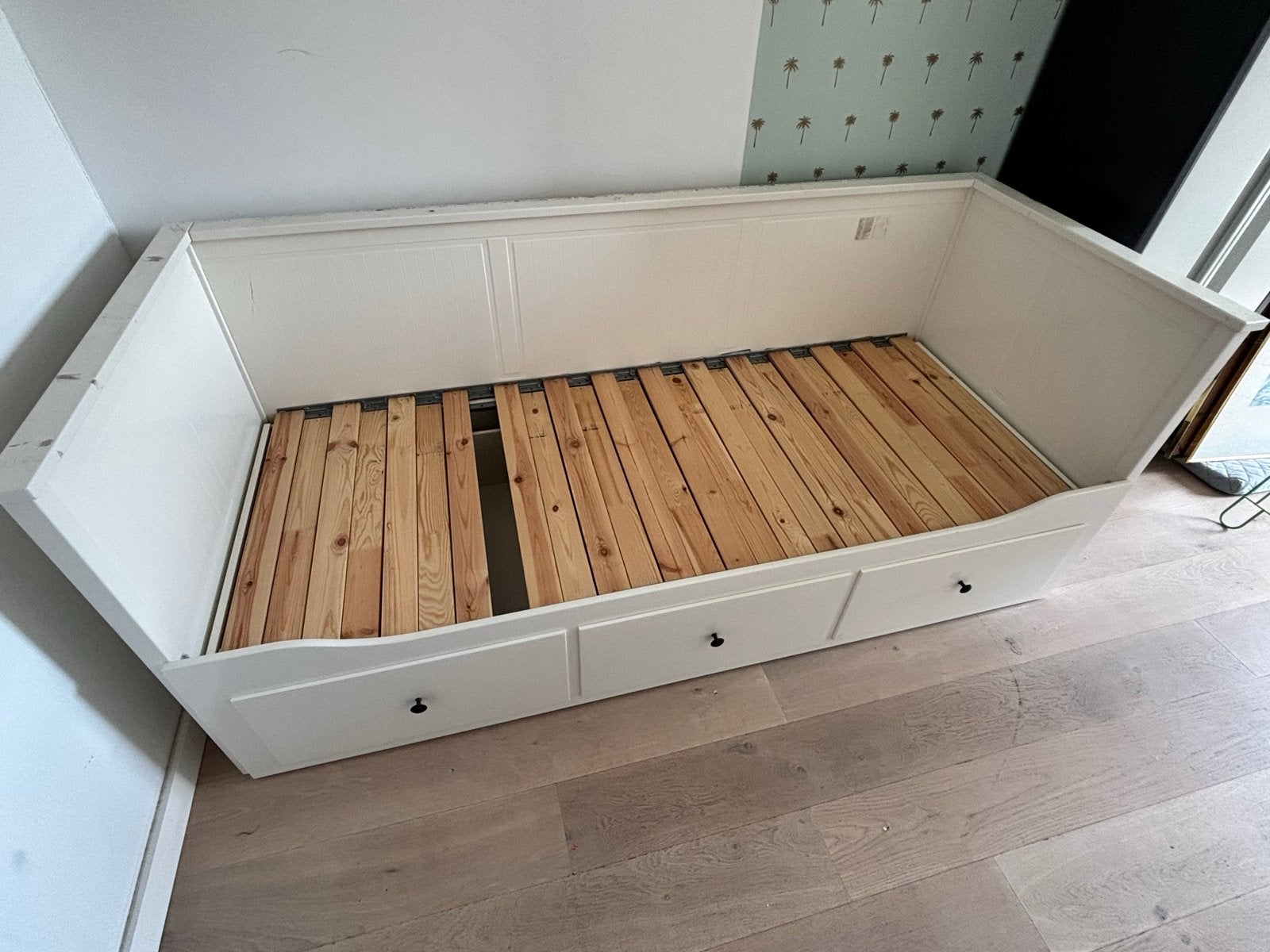 IKEA Hemnes bedbank met 3 lades - Wit d87/165xb210xh86, Ophalen, Gebruikt, Wit, Tweepersoons