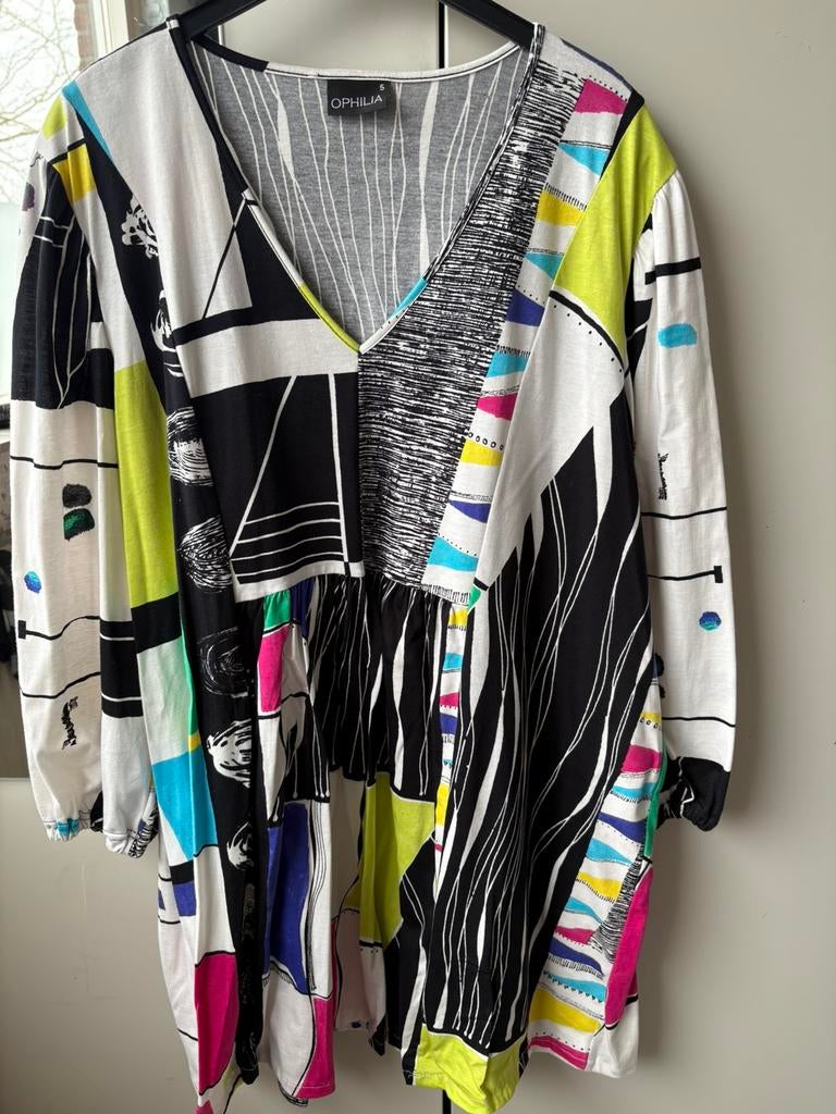 Ophilia veelkleurige jurk in maat 52-54, Ophalen of Verzenden, Nieuw, Blauw, Jurk