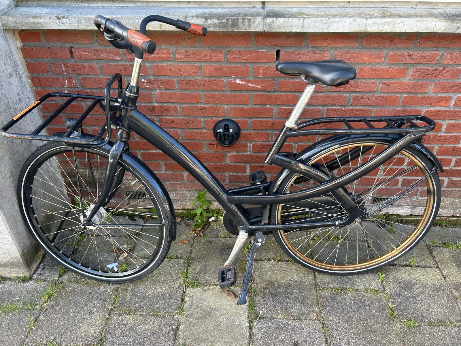 Zwarte transportfiets, Fietsen en Brommers, Fietsen | Dames | Damesfietsen, Terugtraprem, Ophalen, Overige merken, 53 tot 56 cm