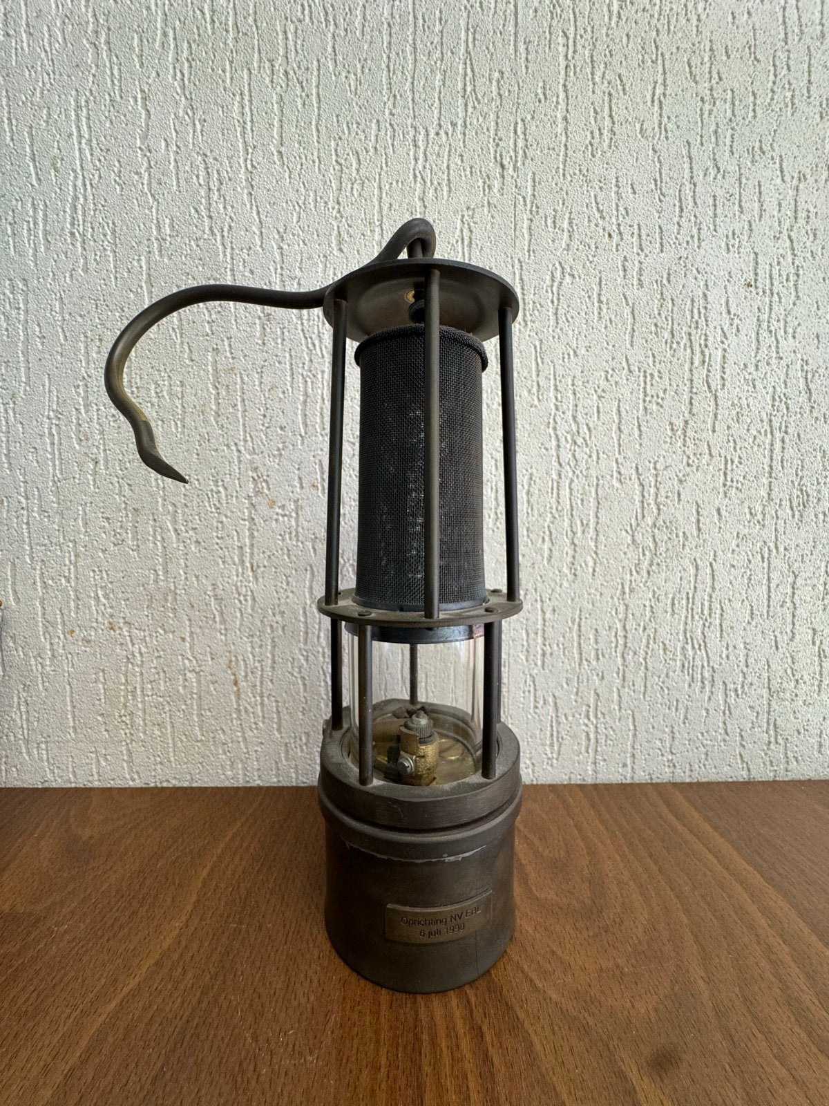 Antieke mijnlamp - Davy lamp - messing en glas, Ophalen
