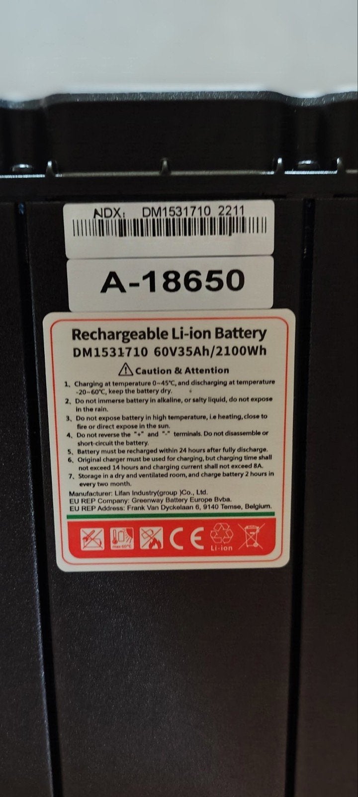 Lifan E4 accu 60V/35Ah (Greenway) NIEUW, Ophalen of Verzenden, Nieuw, Overige typen