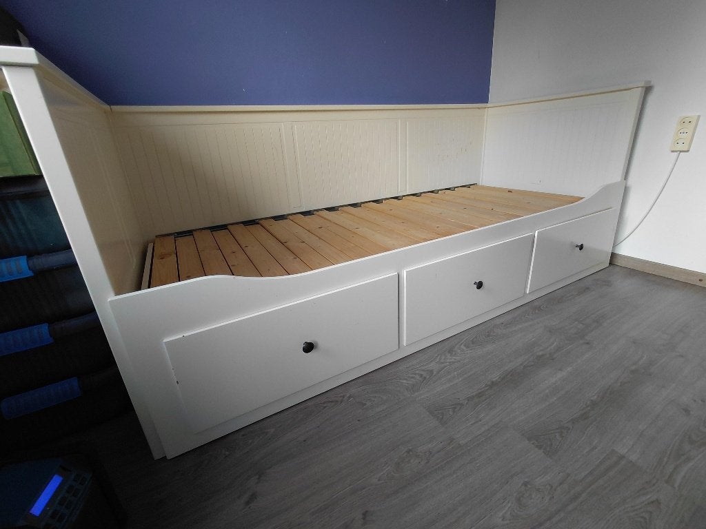 Hemnes bedbank Ikea, Ophalen, Wit, Tweepersoons, 80 cm