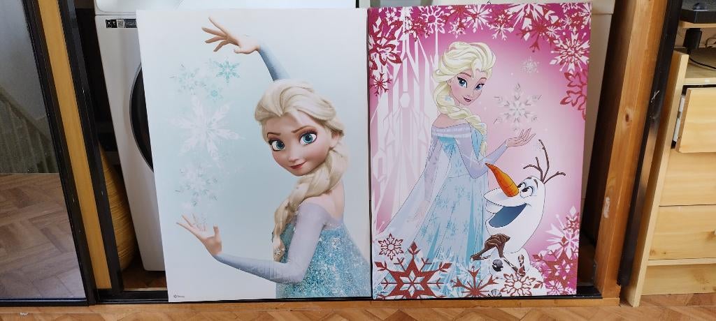 2x Frozen Elsa schilderij poster 50x70cm., Ophalen, Zo goed als nieuw, Wanddecoratie