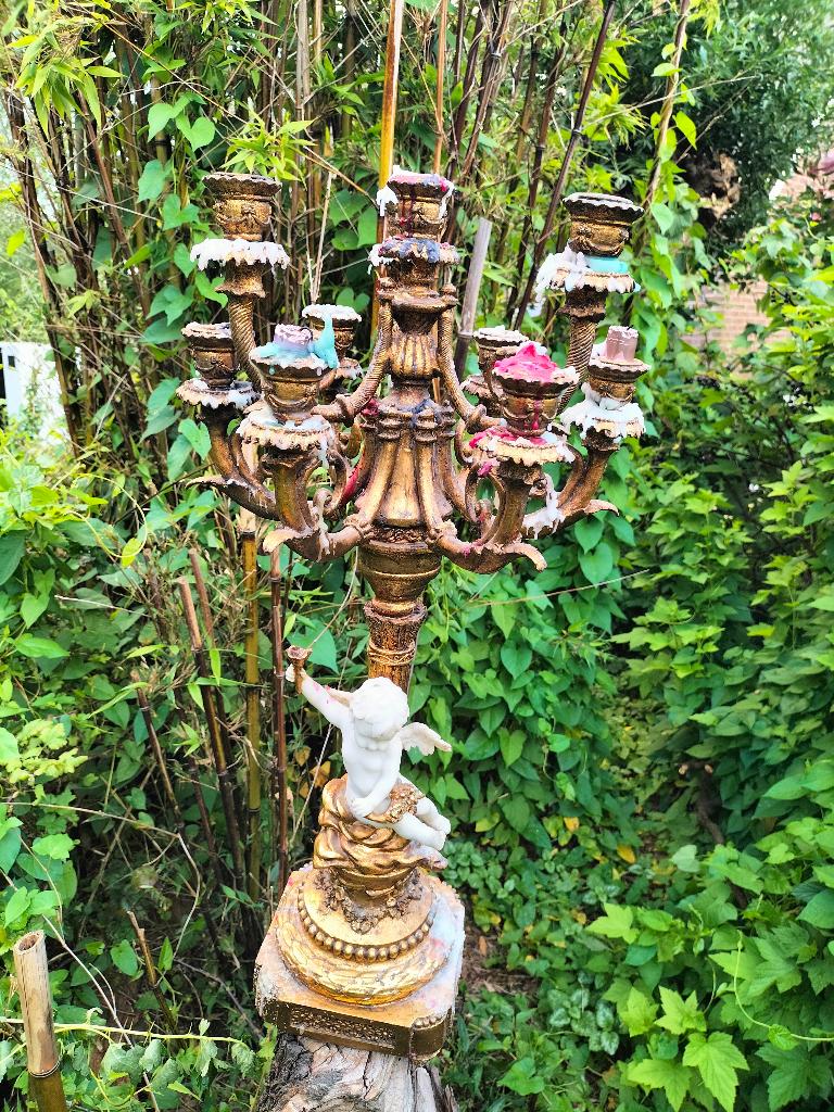 Grote kandelaar met putti, Antiek en Kunst, Ophalen, Koper of Brons