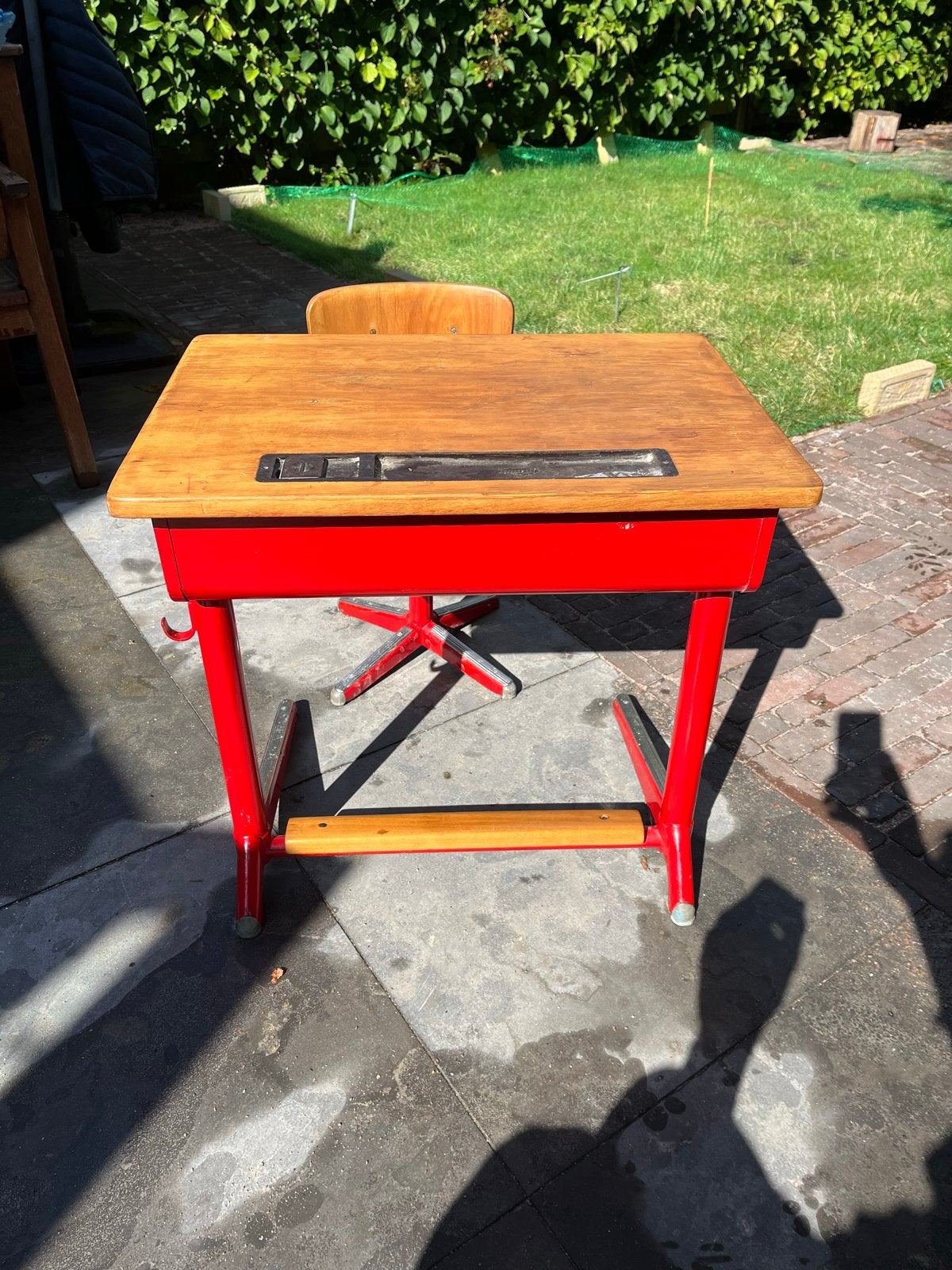Vintage Marko schoolbureau / tafel met stoel, 56cm hoog, Ophalen