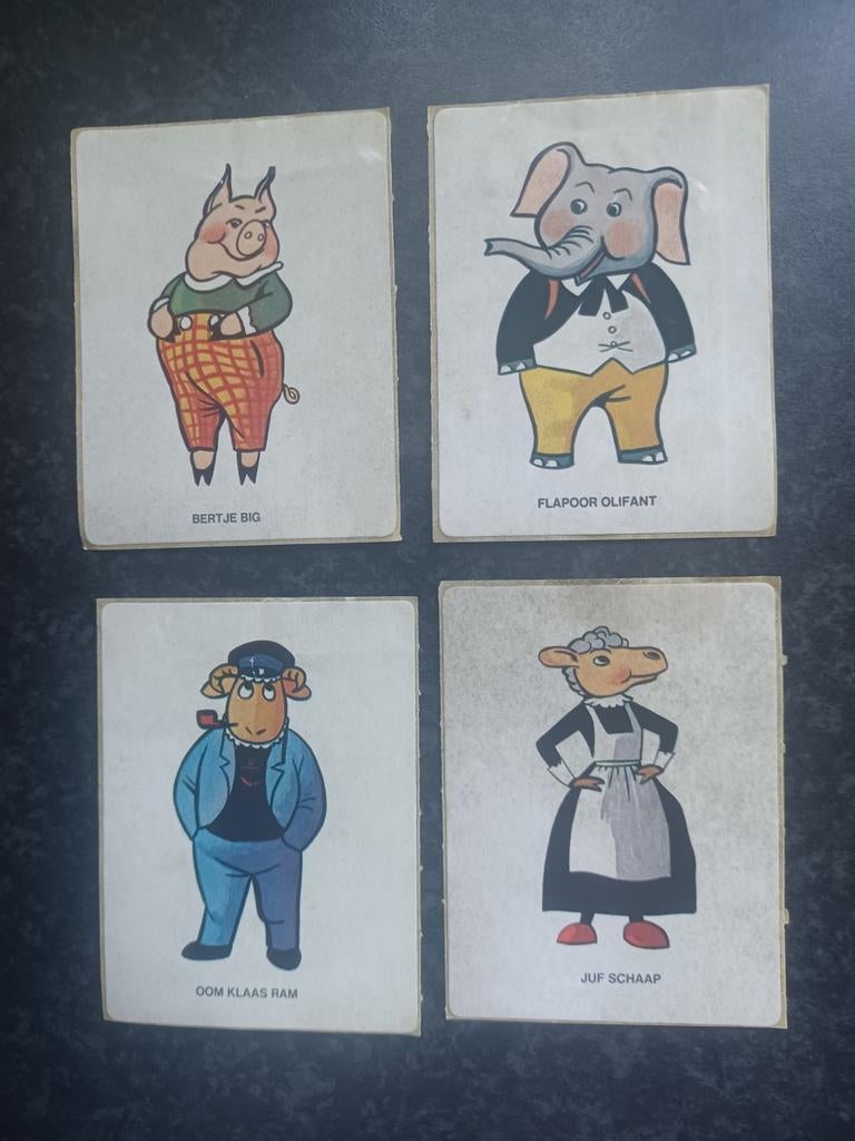 4x Oude sticker van de serie Flipje Tiel en zijn vriendjes, Ophalen, Gebruikt, Strip of Tekenfilm