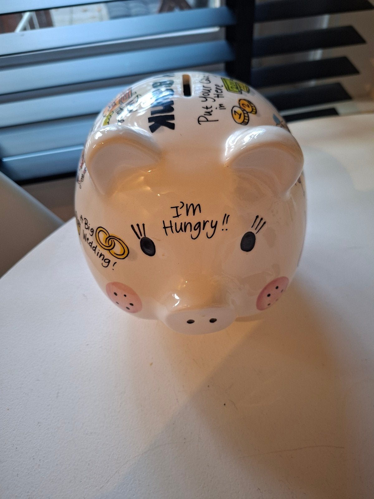 Blond Amsterdam Spaarpot - 'Save Money For' Varkentje, Ophalen of Verzenden, Zo goed als nieuw, Steen, Aardewerk of Keramiek