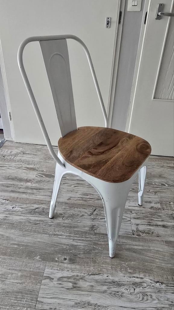 Tolix metalen stoelen met houten zitting., Ophalen of Verzenden, Zwart