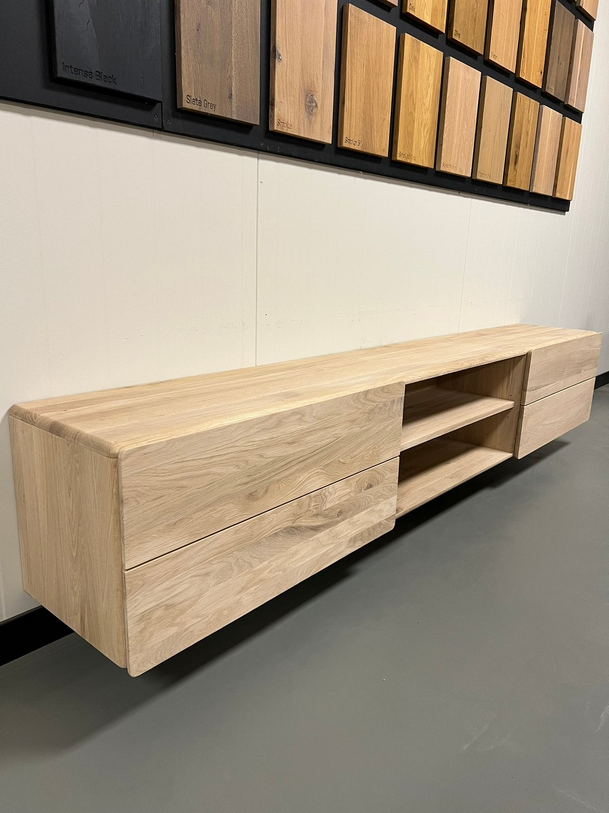 Eiken TV-meubel deluxe 260cm, Japandi, -, -, Eikenhout