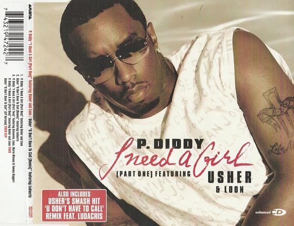P DIDDY CD SINGLEI NEED A GIRL + USHER puff daddy, 6 singles of meer, Ophalen of Verzenden, Zo goed als nieuw, Pop
