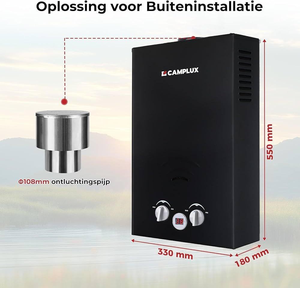 Camplus Geiser, gasboiler met deksel 10 liter, Doe-het-zelf en Verbouw, Geisers en Boilers, Gebruikt, Geiser, Propaan of Butaan