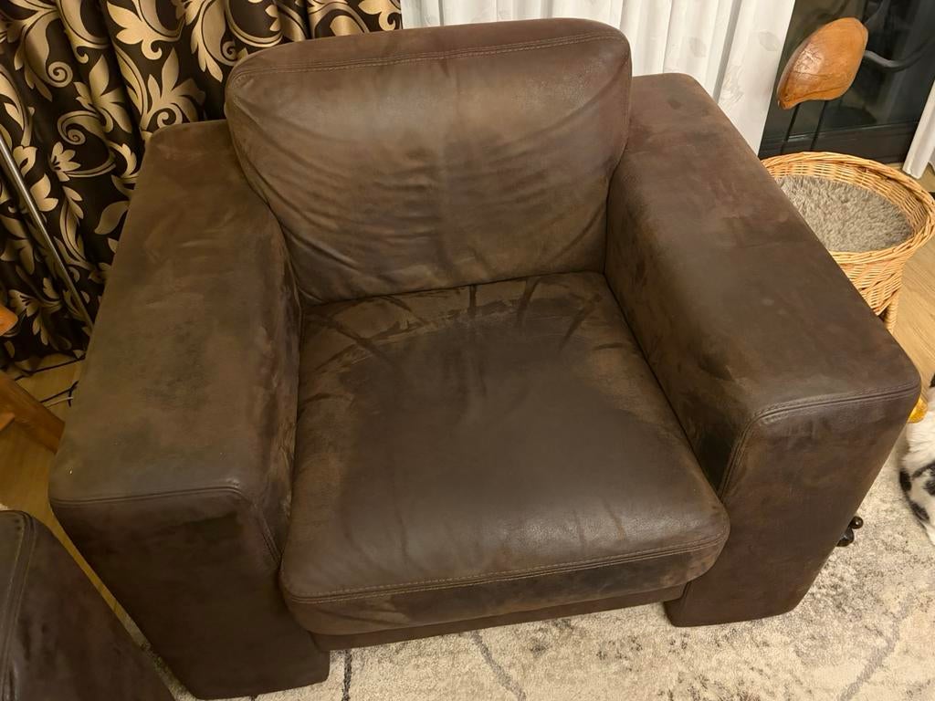Gratis af te halen Bank en Fauteuil, Huis en Inrichting, Fauteuils, Ophalen, Zo goed als nieuw, 75 tot 100 cm, Leer