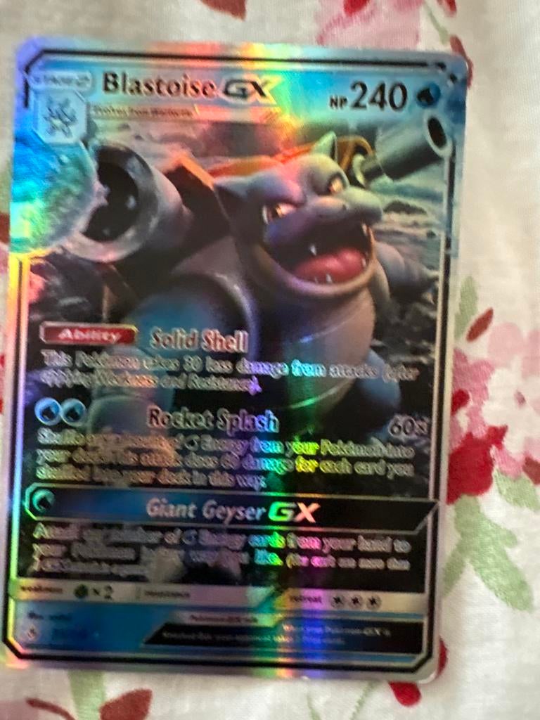 Blastoise GX Pokémon kaart - Foil, Ophalen of Verzenden, Zo goed als nieuw, Losse kaart, Foil