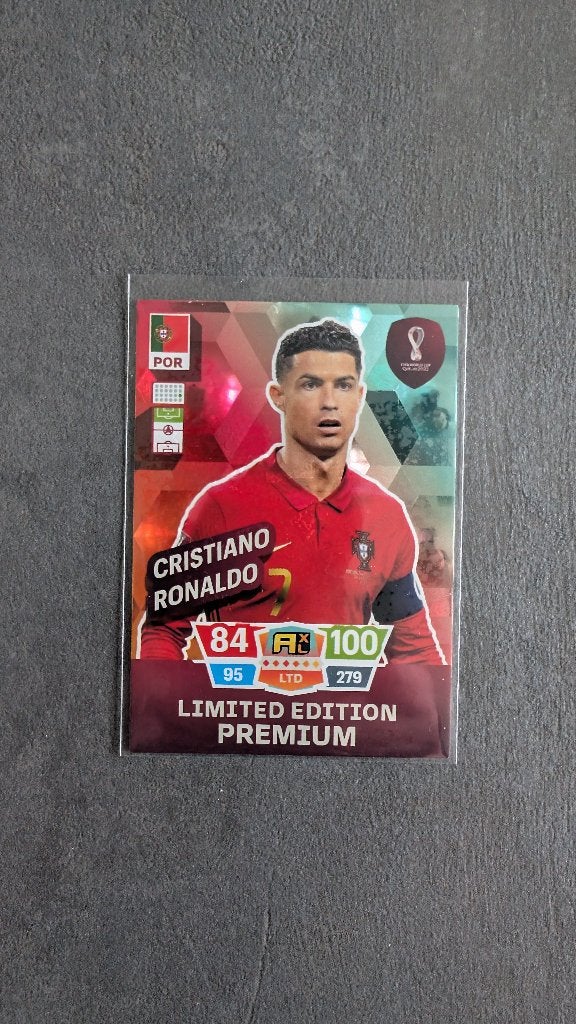 Cristiano Ronaldo Premium LE Panini Adrenalyn XL WK 2022, Ophalen of Verzenden, Zo goed als nieuw, Plaatje