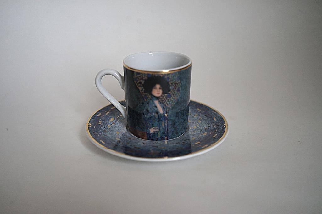 design goebel klimt espresso kop schotel Emile Flöge blauw, Ophalen of Verzenden, Zo goed als nieuw, Overige stijlen, Kop(pen) en/of Schotel(s)