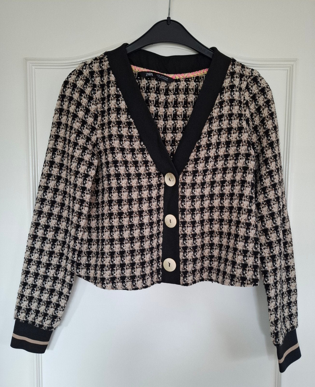 Zara Bouclé Jasje Zwart/Beige - Nieuw (Maat S), Maat 38/40 (M), Nieuw, Ophalen of Verzenden, Zara