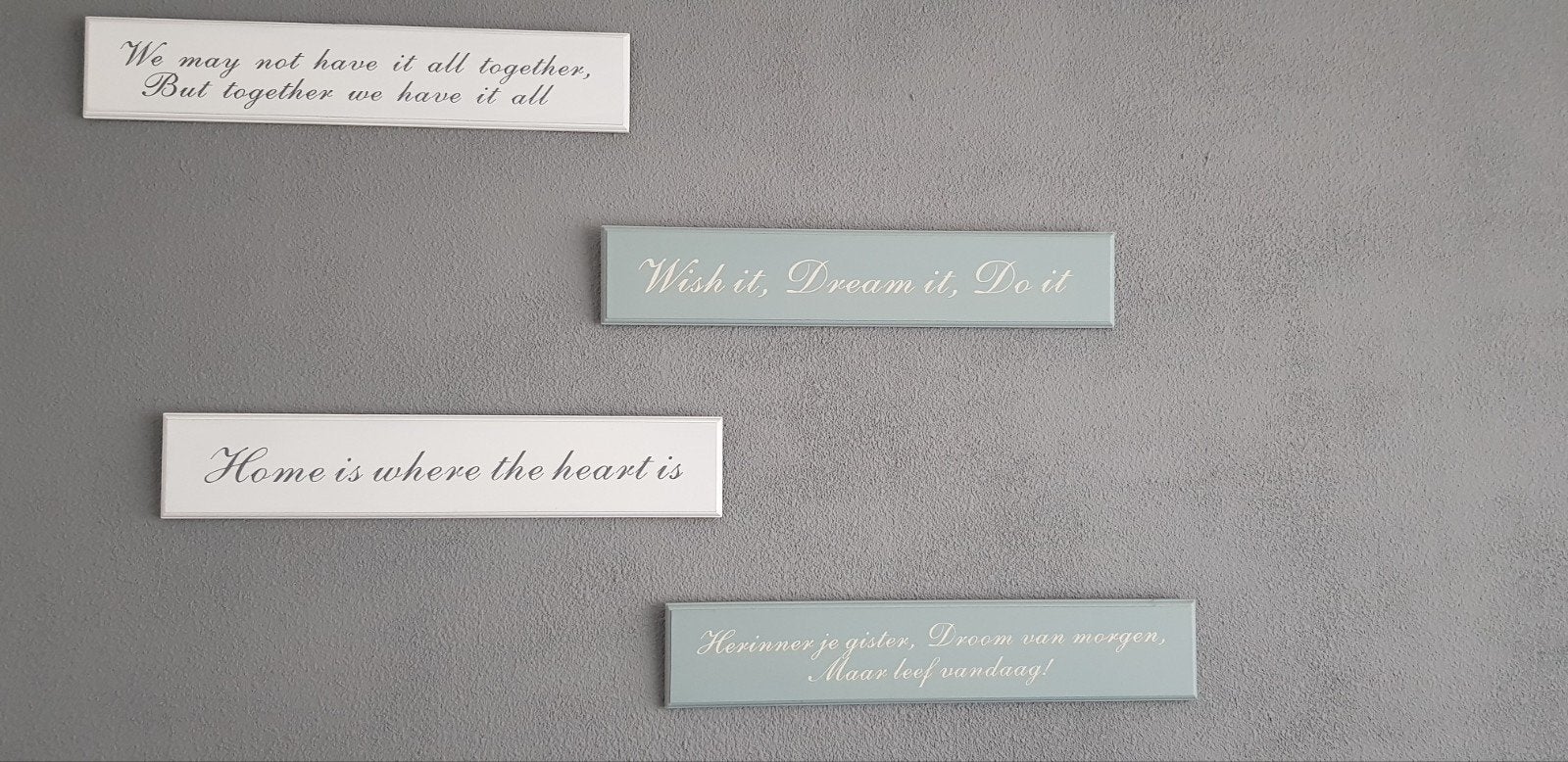 Spreuk wandborden - Diverse inspirerende teksten, Gebruikt, Meerkleurig, Ophalen of Verzenden, Wandbord of Wandpaneel
