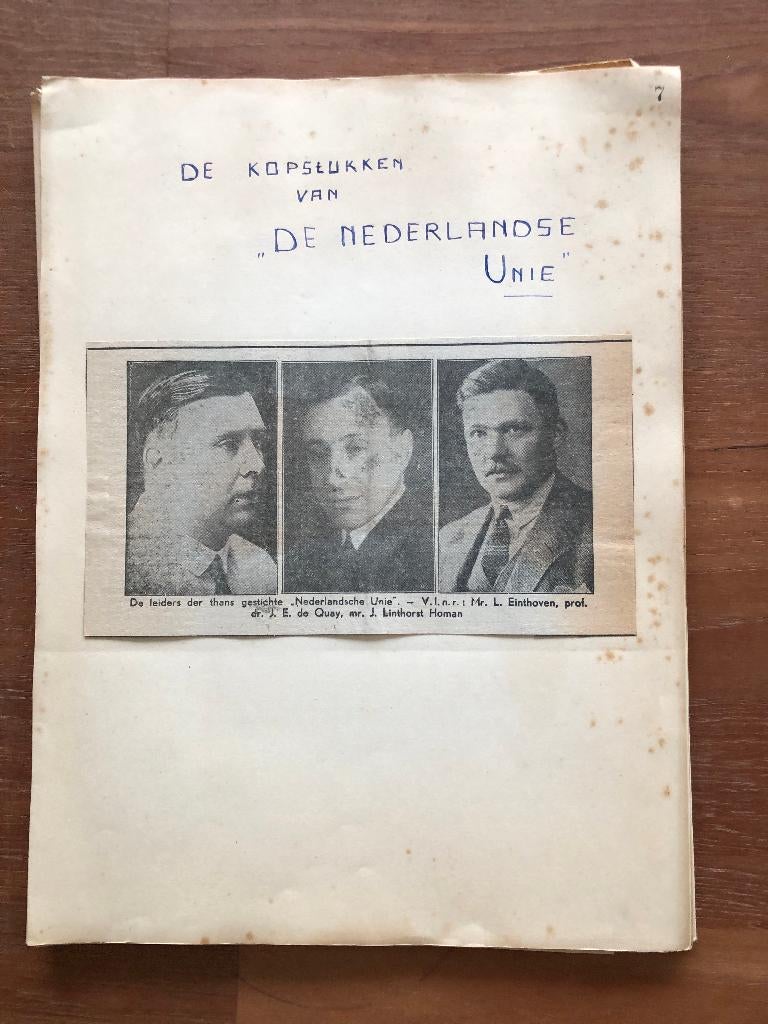 1940 Huisvlijt over Nederlandsche Unie. Opgeplakte kranten-, Verzamelen, Verzenden, Overige soorten, Nederland, Boek of Tijdschrift