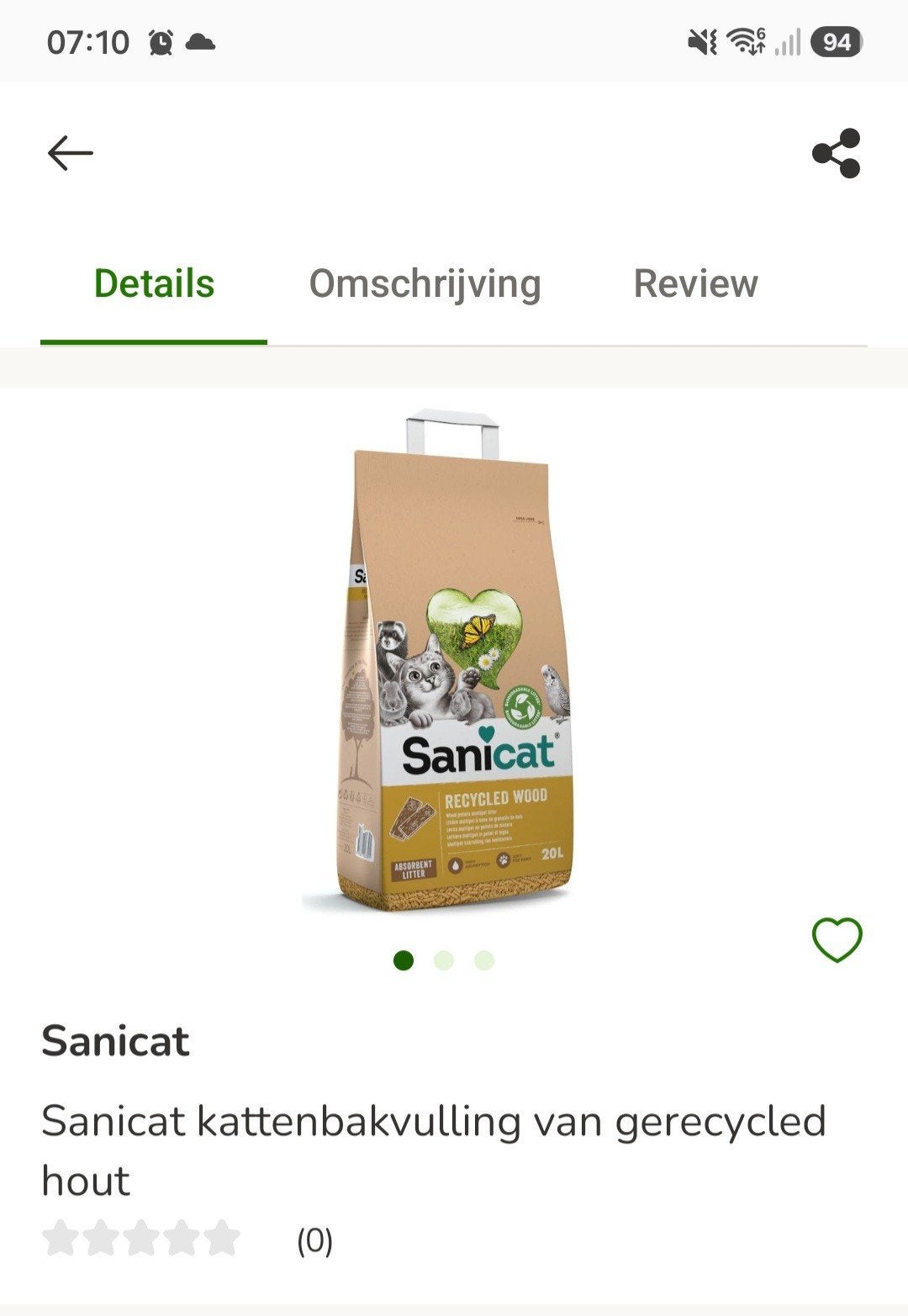 sanicat kattenbakvulling, Ophalen, Nieuw