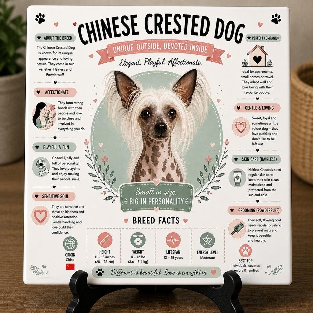 Chinese Naakthond - Infographic Tegel, Verzenden, Nieuw