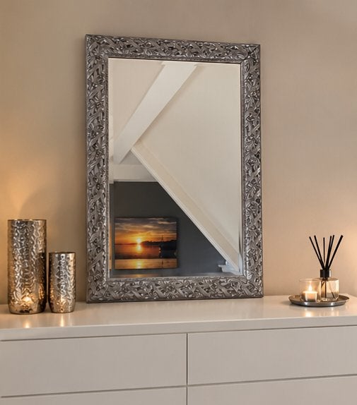 Wandspiegel barok stijl 80x120 cm - zilverkleurig, Ophalen, 100 tot 150 cm, Zo goed als nieuw, 75 tot 100 cm