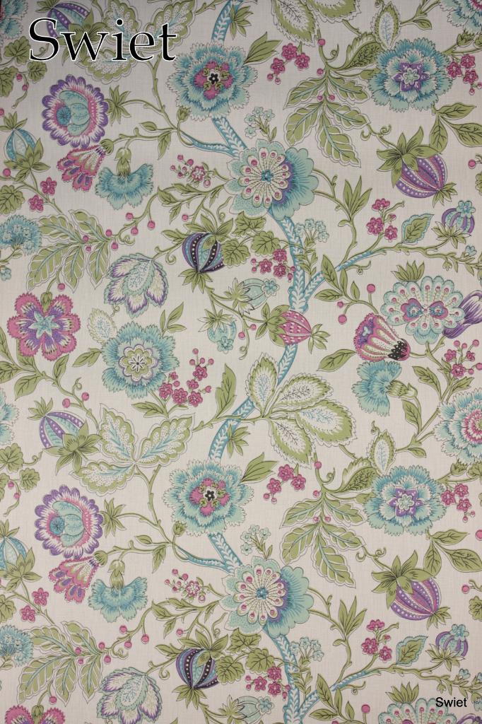 6624 vintage floral wallpaper turquoise aqua fuchsia green, Verzenden, 50 tot 75 m², Bruin