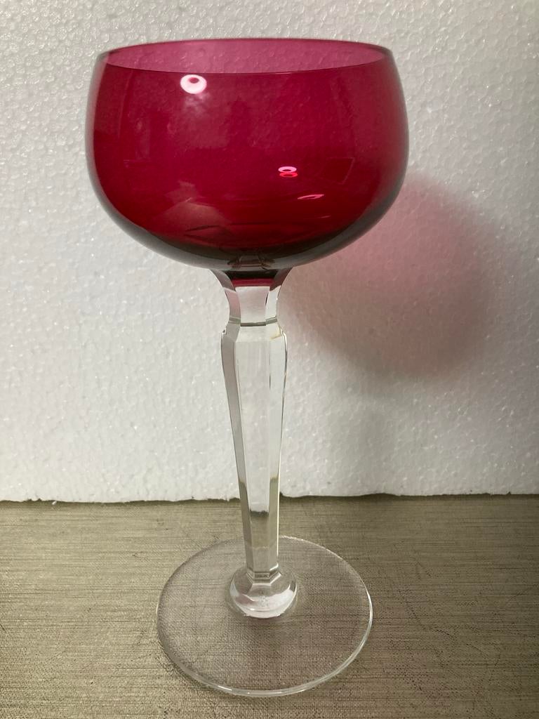 Robijnrood kristallen wijnglas Val Saint Lambert, Antiek en Kunst, Antiek | Glas en Kristal, Ophalen of Verzenden