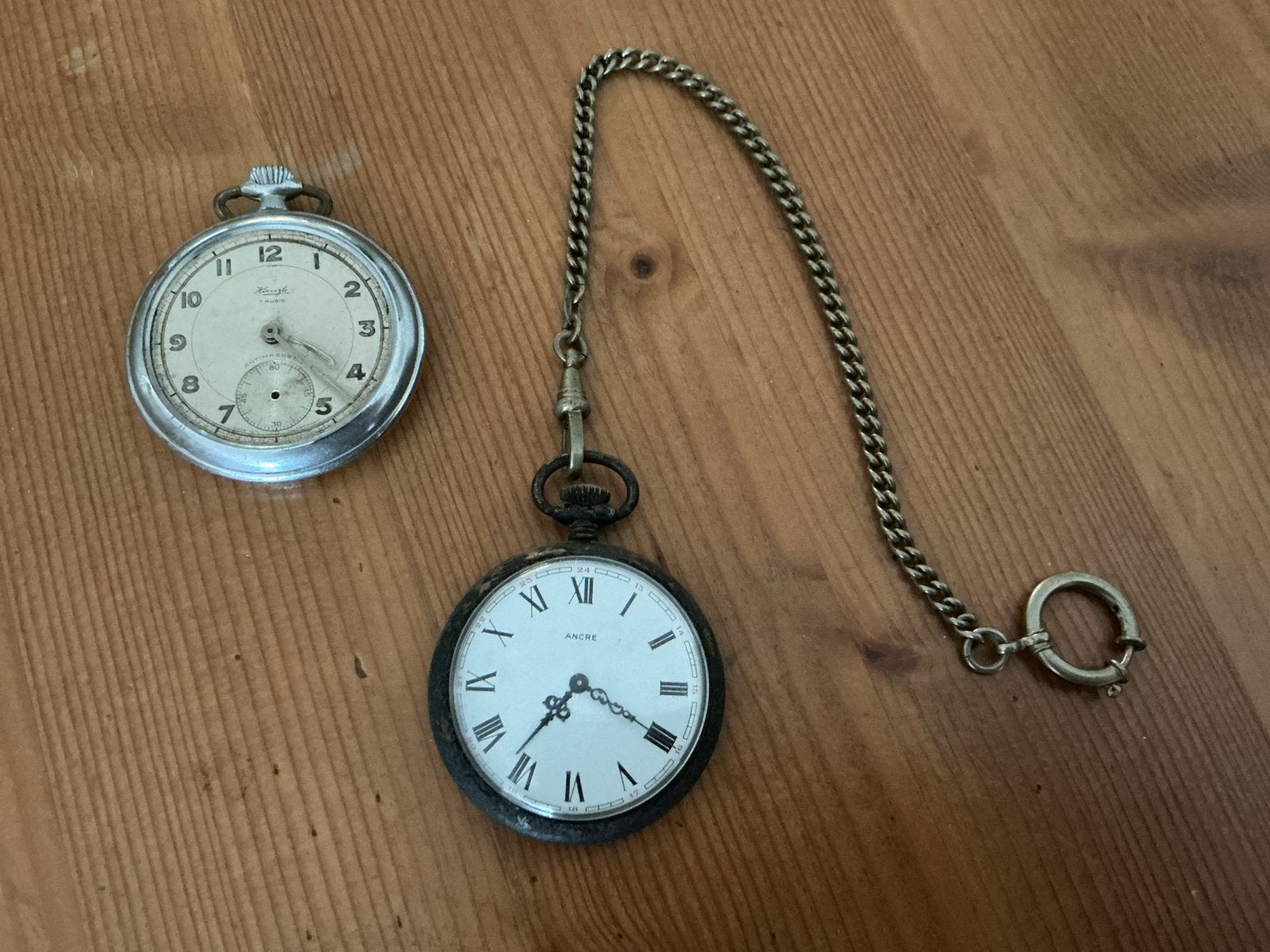 Set van 2 Antieke Zakhorloges met Ketting, Overige merken, Overige materialen, Zakhorloge, Ophalen of Verzenden