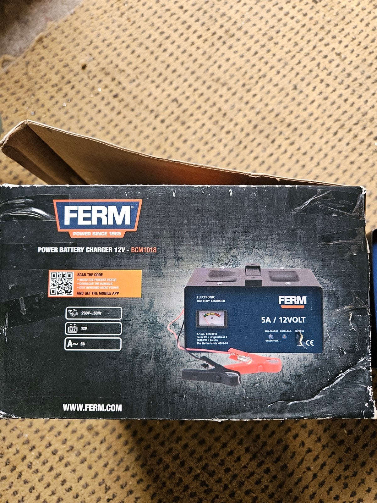 Ferm Acculader 5A/12V - Elektronische Batterijlader, Ophalen of Verzenden, Gebruikt, Universele onderdelen