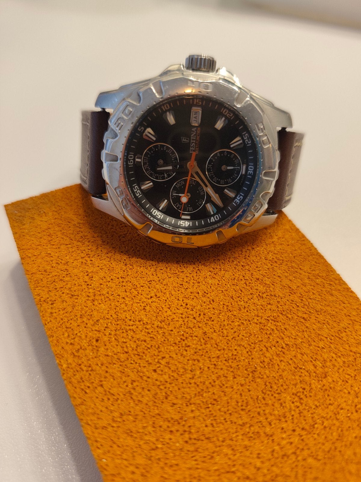 Festina Herenhorloge met Bruin Leren Bandje, Overige merken, Leer, Staal, Polshorloge