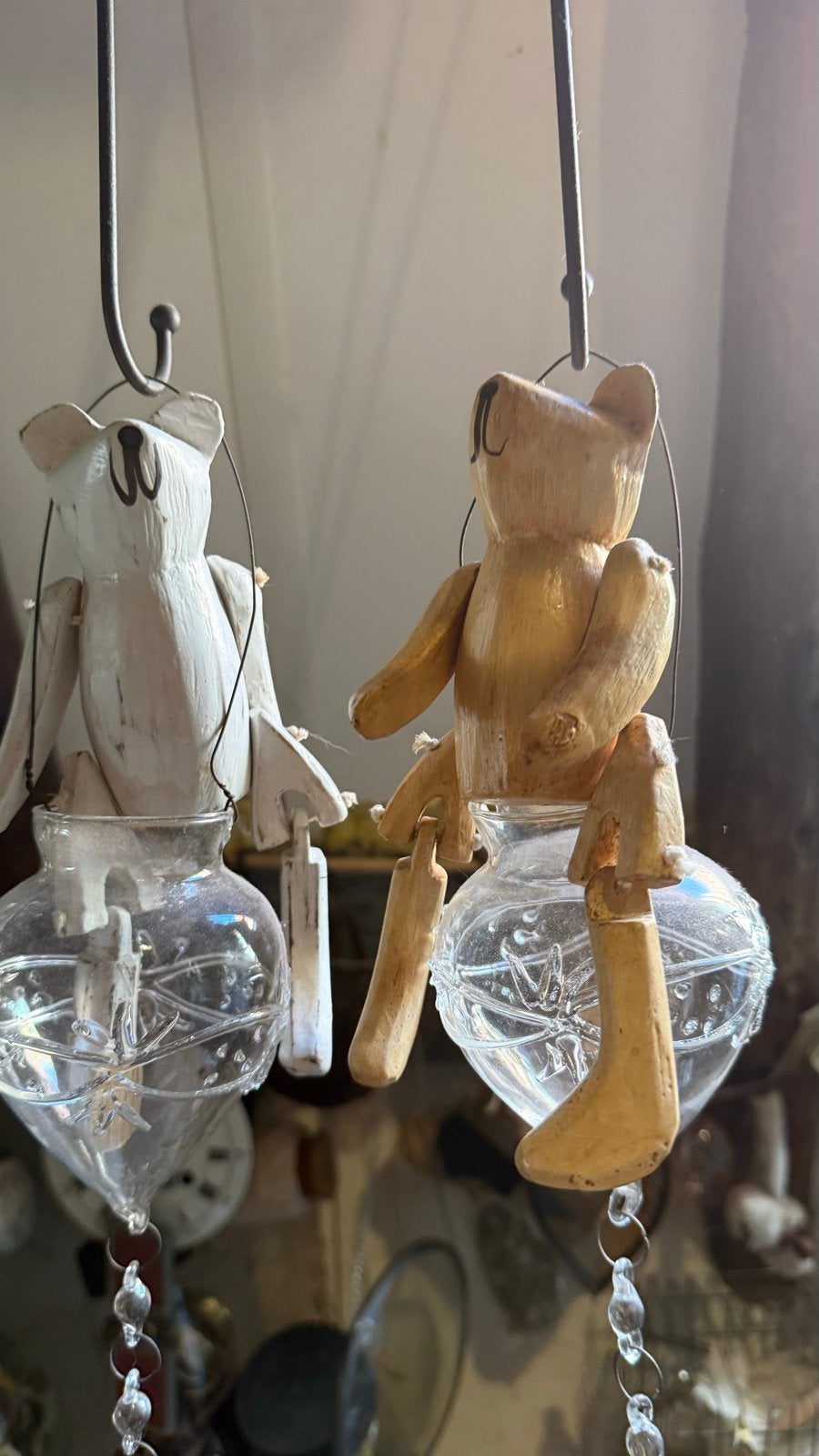 Houten beertjes decoratie - set van 2, Antiek en Kunst, Ophalen of Verzenden