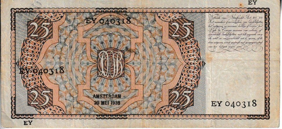NEDERLAND - 1931 - 25 GULDEN - MEES, Ophalen of Verzenden, 25 gulden, Los biljet