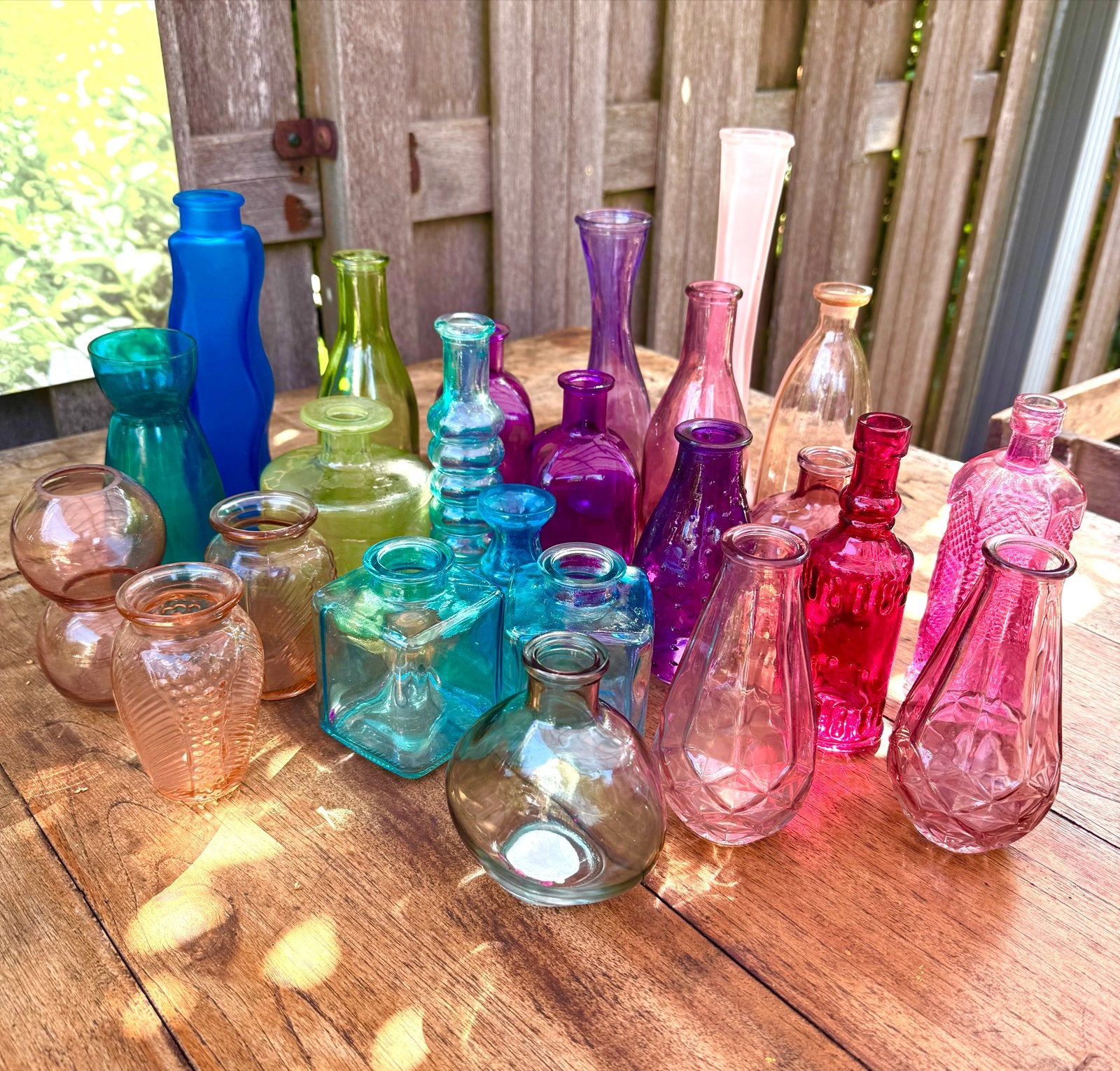 Decoratieve vaasjes van gekleurd glas - Diverse maten, Ophalen of Verzenden