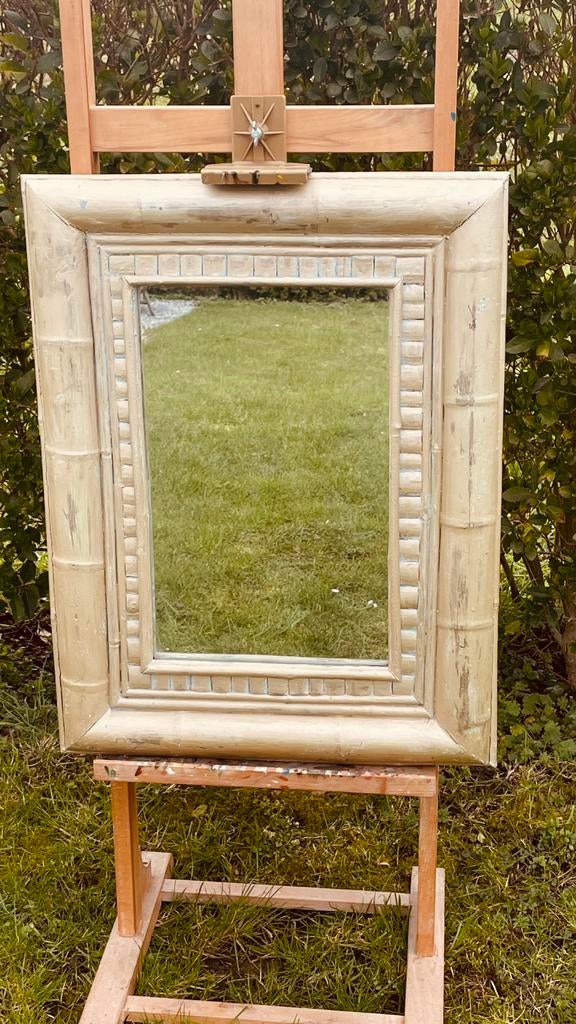 2 prachtige vintage houten spiegels uit de jaren 70, Ophalen, Gebruikt, Minder dan 100 cm, Rechthoekig