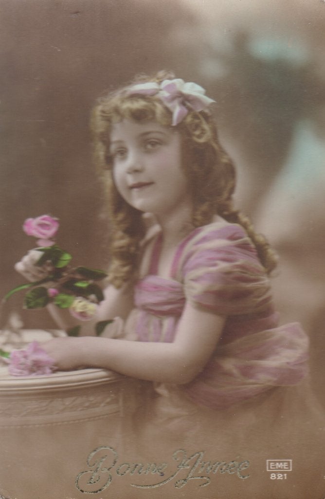 Meisje lang haar en strik. Fraaie oude AK. 1918, Verzamelen, Ophalen of Verzenden, Voor 1920, Gelopen, Kinderen