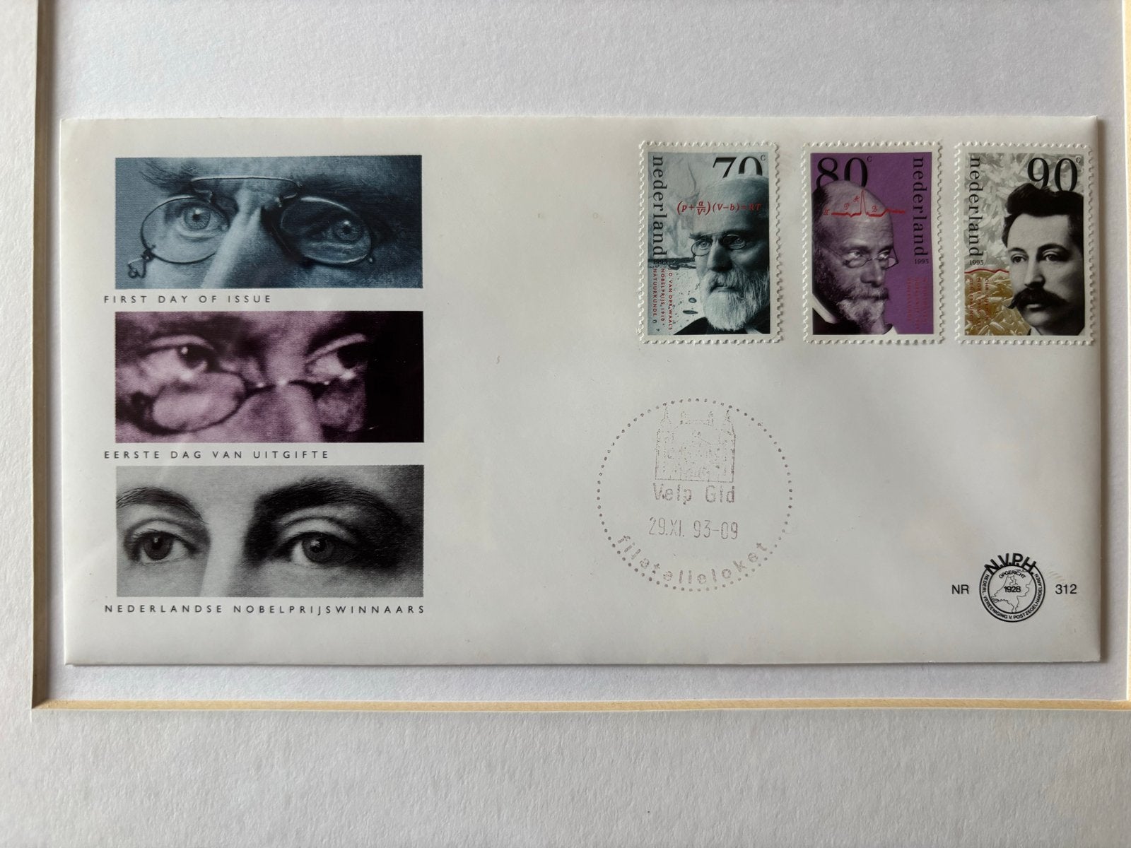 Nederland 1993 FDC Nobelprijswinnaars, 2x envelop, 1x zegels, Postzegels en Munten, Postzegels | Eerstedagenveloppen, Ophalen of Verzenden