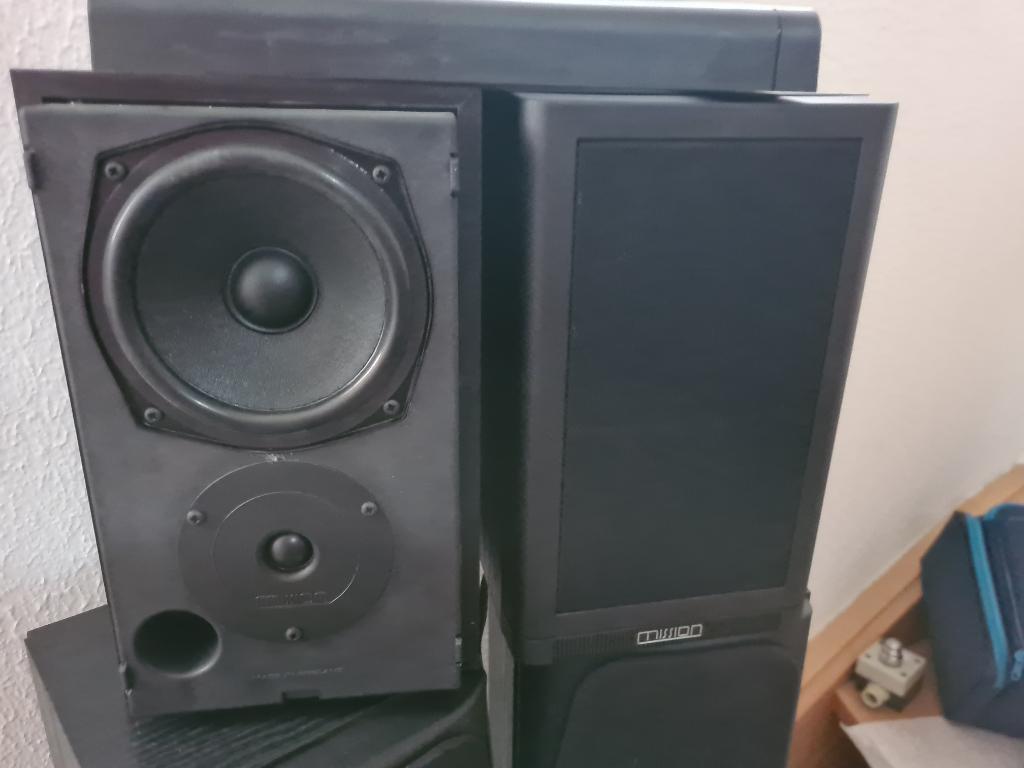 set van twee Mission 760 boekenplank speakers, Audio, Tv en Foto, Luidsprekers, Zo goed als nieuw, Front, Rear of Stereo speakers