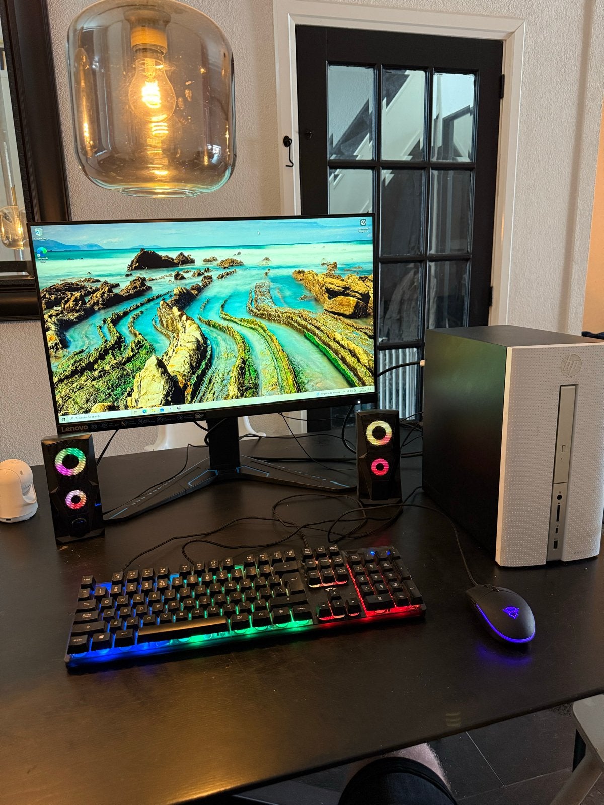 Complete HP Desktop PC met Lenovo Monitor, Toetsenbord, Muis, Computers en Software, Desktop Pc's, Ophalen, Gebruikt, HDD, 8 GB