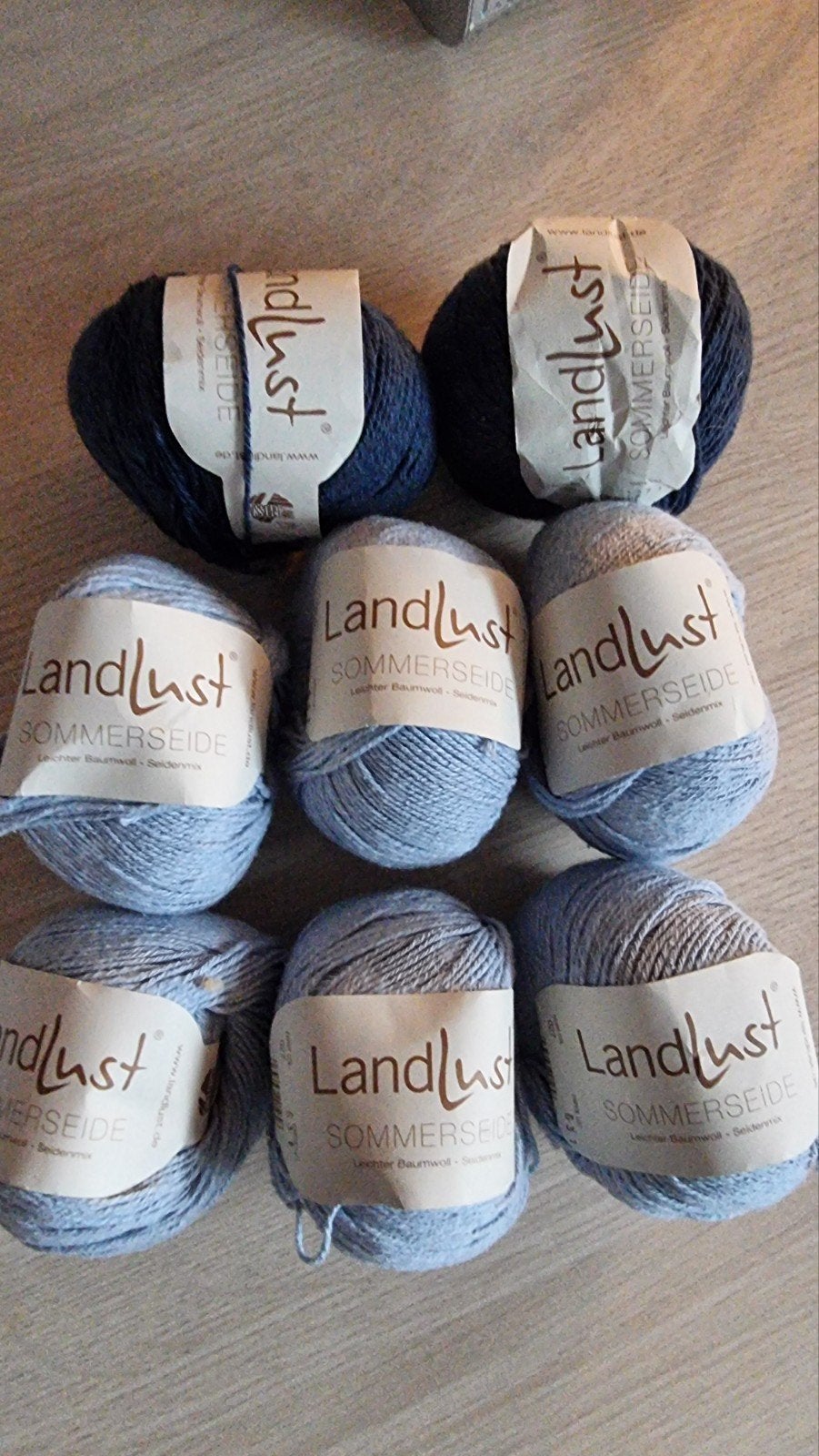 8x Landlust Sommerseide Wol - licht en donkerblauw, Ophalen of Verzenden, Nieuw, Breien of Haken, Wol of Garen