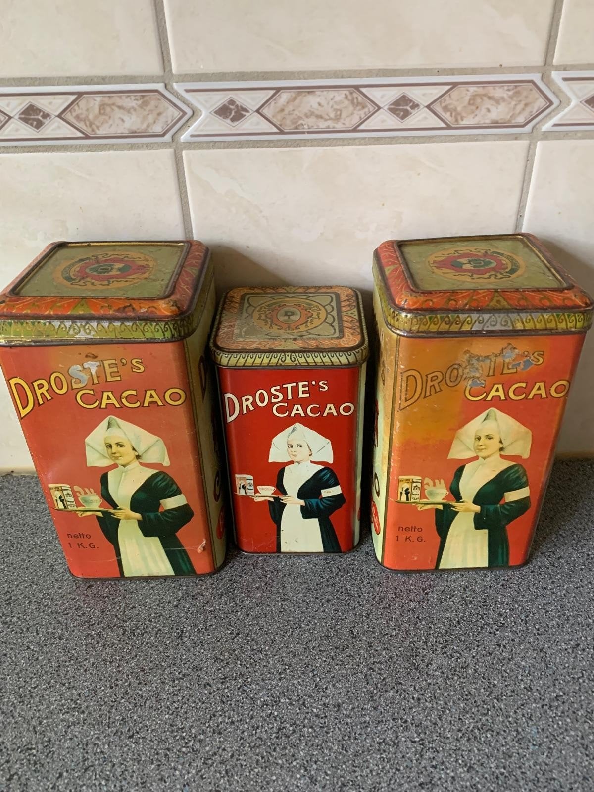 3 droste cacao bussen, Verzamelen, Ophalen, Gebruikt, Overige, Droste