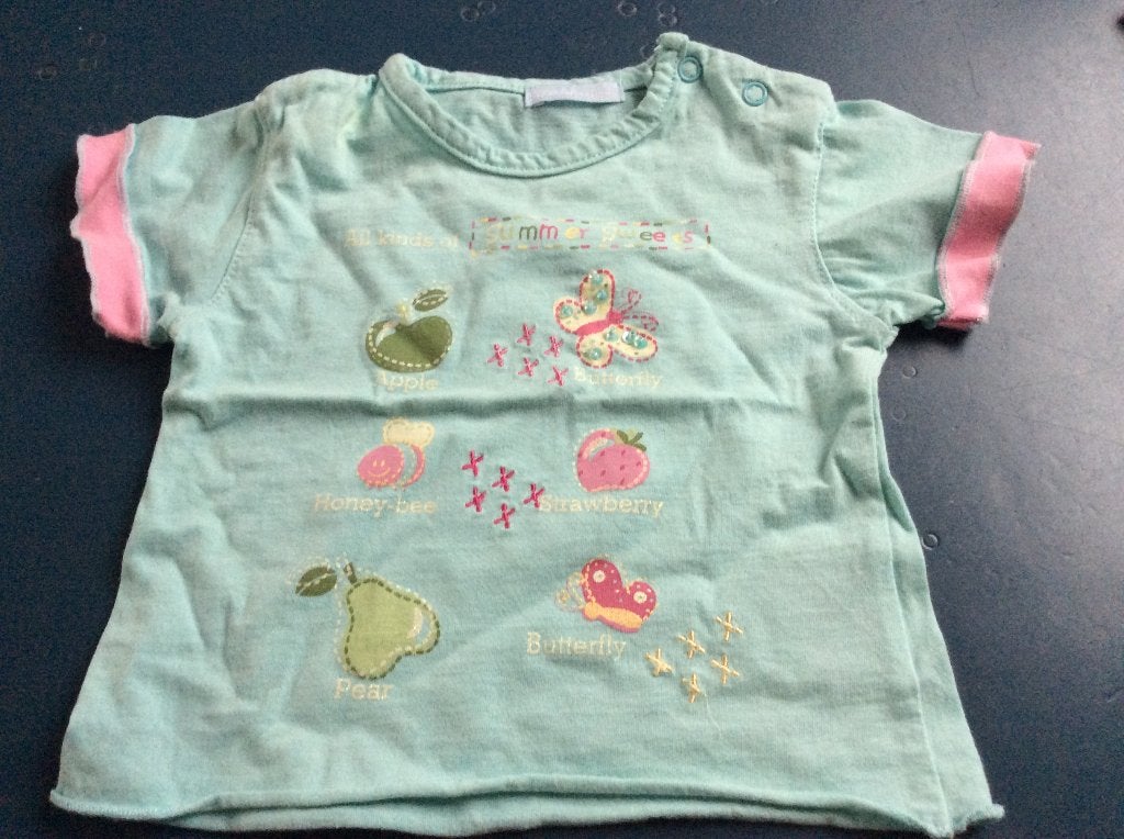 t shirt blauw met roze voor een meisje bakkaboe maat 62, Meisje, Ophalen of Verzenden, Zo goed als nieuw, Bakkaboe