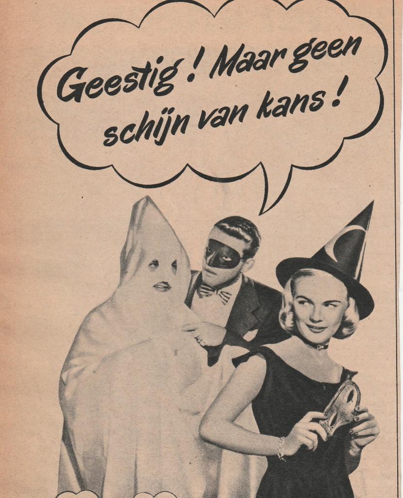 REtro reclame 1950 Colgate Halloween masker feest, Verzenden, Overige typen